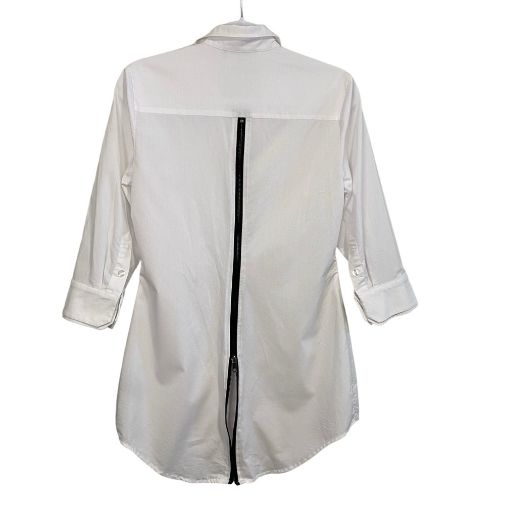 Edit by Jeanne Beker - White long Line Shirt/Black Zip Detail -S -China